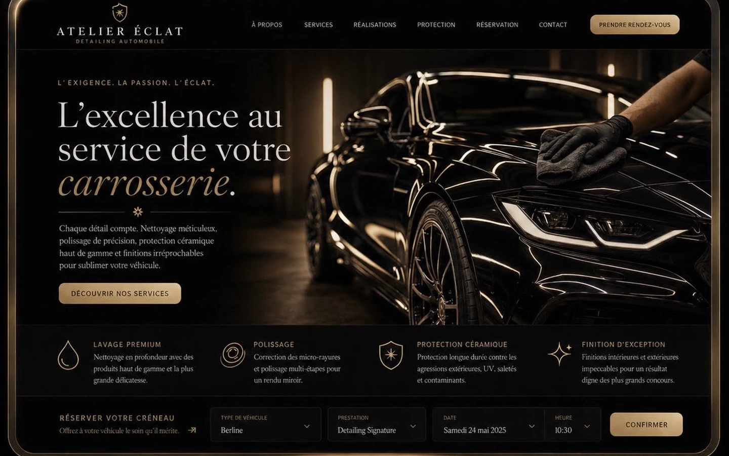 Exemple de site internet 3D pour un garage de detailing automobile