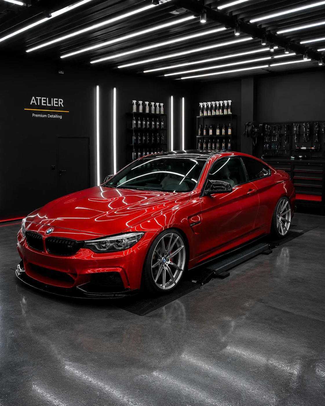 BMW M4 rouge après lustrage