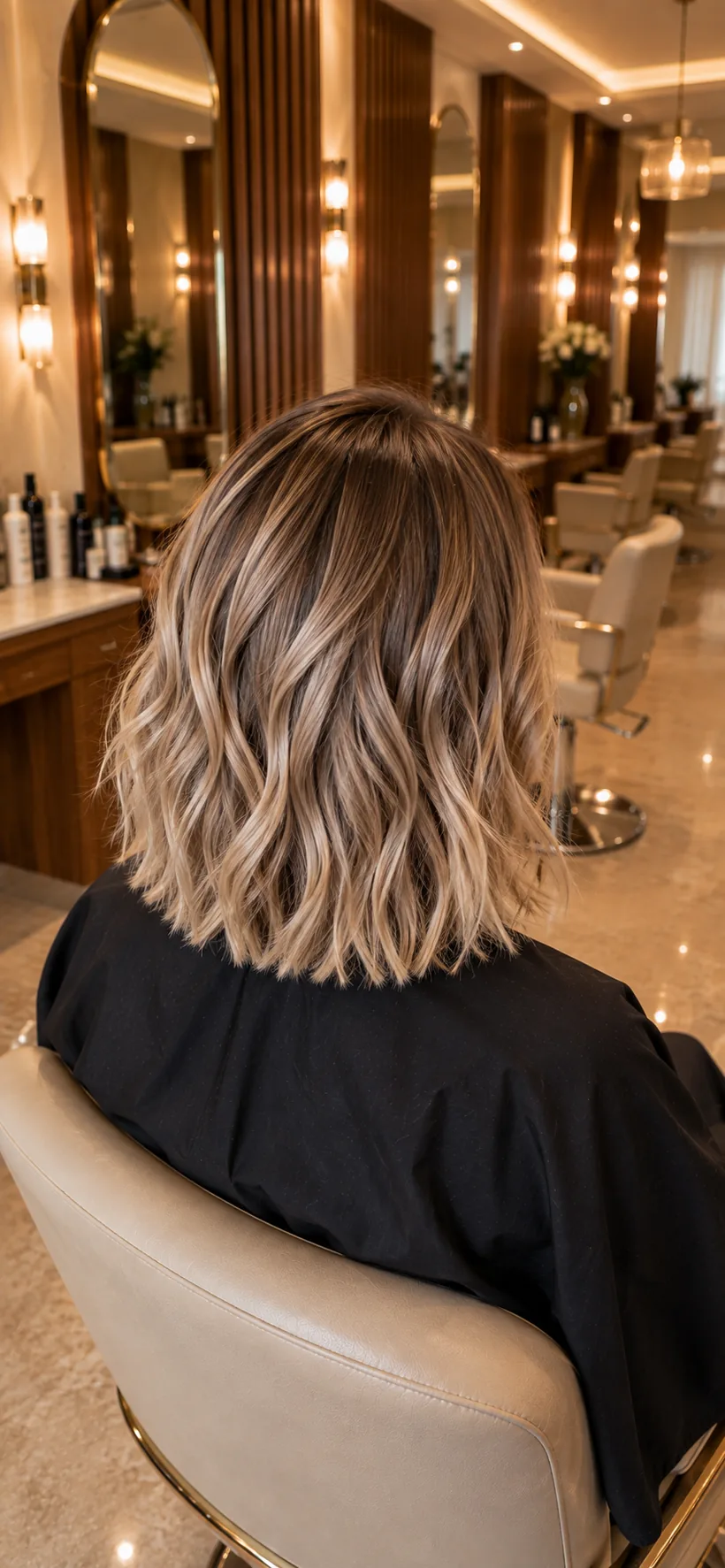 Carré ondulé blond beige cendré