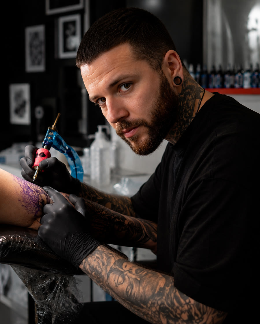 Vincent, tatoueur chez Apex