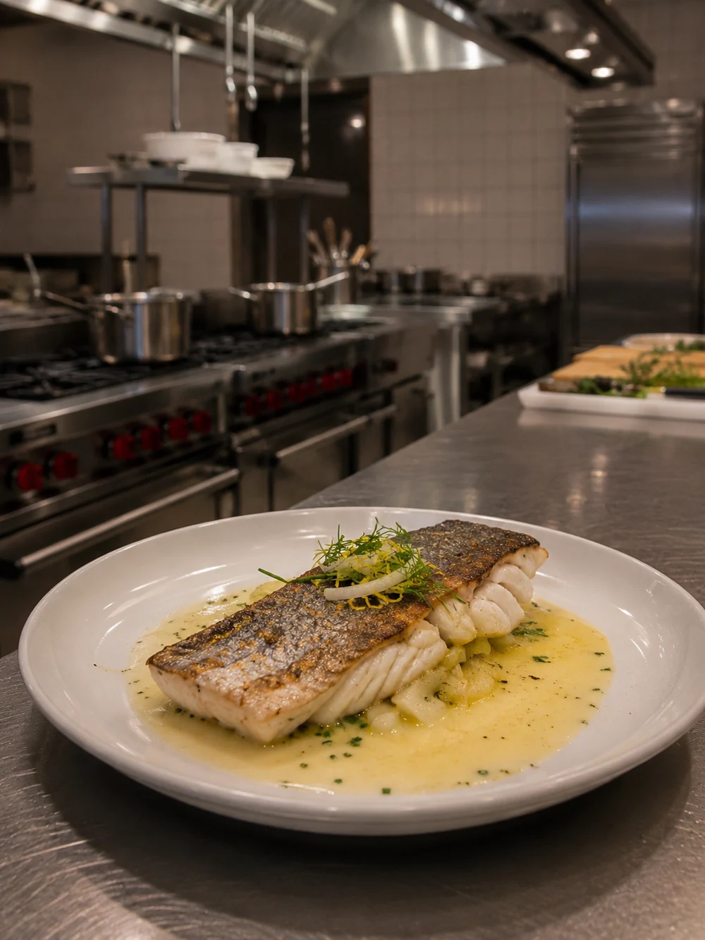 Bar de ligne au beurre blanc citronné