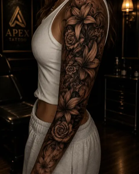 Manchette florale de lys et de roses en noir et gris